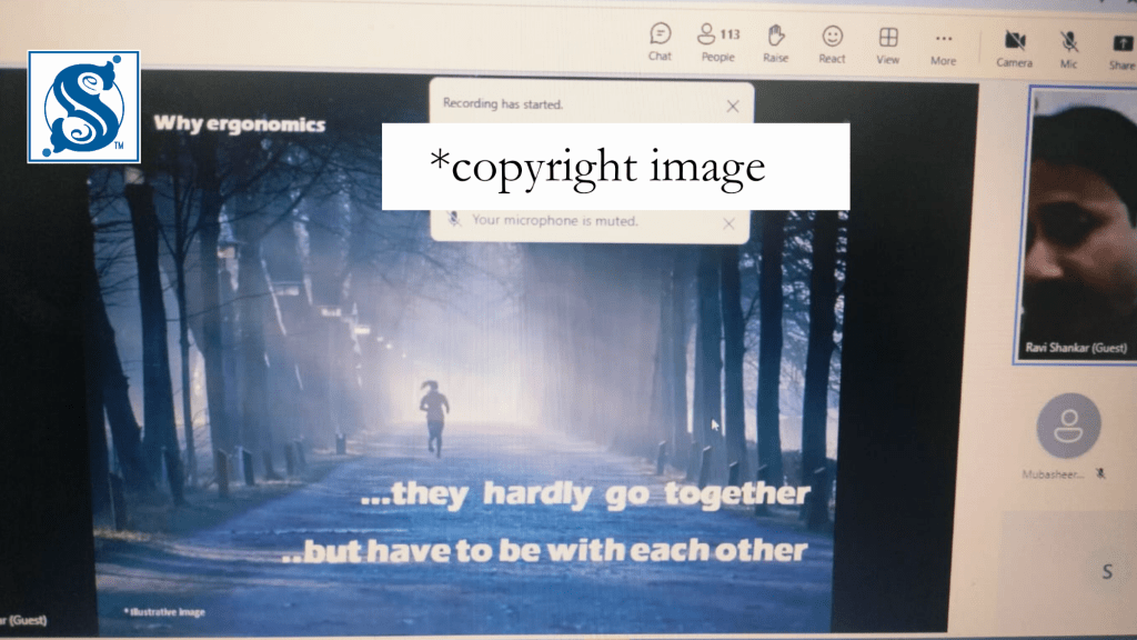 Ravi Shankar, at one of his online coaching sessions, on the theme of postural ergonomics in corporates.